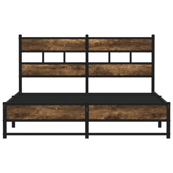 vidaXL Metal Bed Frame without Mattress Smoked Oak 140x200 cm