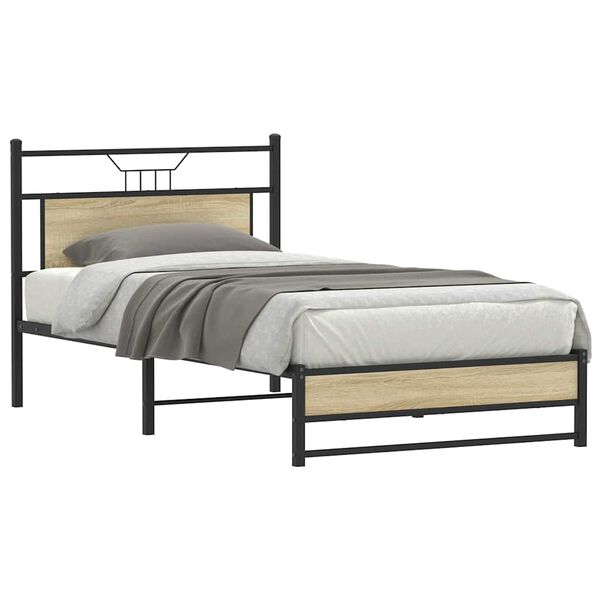 vidaXL Bed Frame without Mattress Sonoma Oak 107x203 cm Engineered Wood