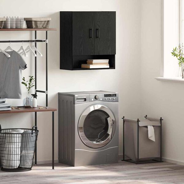 vidaXL Wall-Mounted Cabinet Black Oak 60 x 31 x 70 cm Engineered Wood