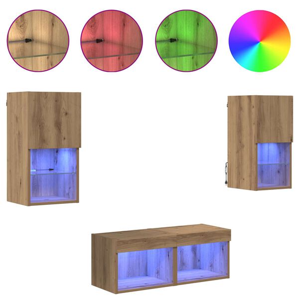 vidaXL TV Wall Cabinets Wall-mounted 4 pcs Artisan Oak Engineered Wood