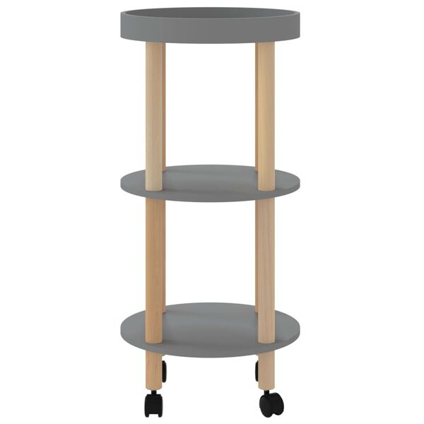 vidaXL 3-tier Trolley Grey 38x38x82cm Engineered Wood&Solid Wood Pine