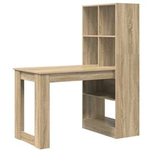 vidaXL Desk Sonoma Oak Engineered Wood 122 x 67 x 145 cm