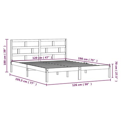 vidaXL Bed Frame White 120x190 cm Small Double Solid Wood