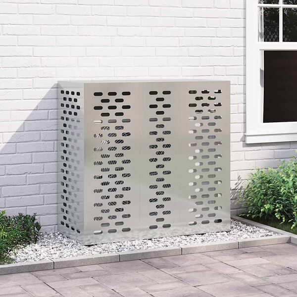 vidaXL Air Conditioner Cover Silver 110 x 50 x 105 cm Galvanised Steel