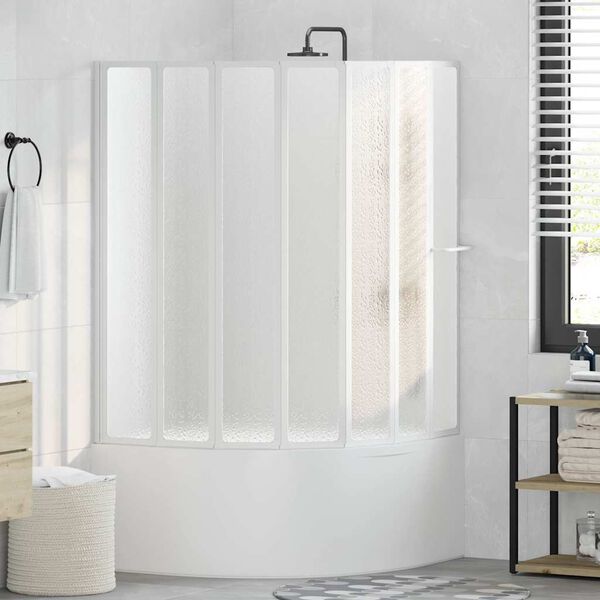 Shower Bath Screen Wall 140 x 168 cm 7 Panels Foldable with Towel Rack