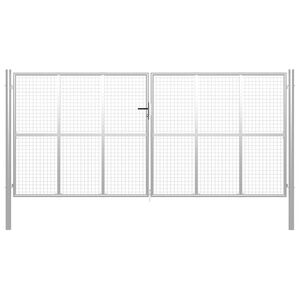 vidaXL Garden Gate Galvanised Steel 400x175 cm Silver