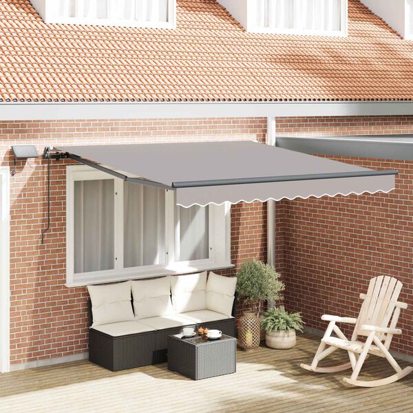 vidaXL Retractable Awning Manual Light grey 350 x 250 cm Fabric