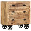 vidaXL Side Cabinet with Wheel 70x40x75 cm Solid Mango Wood
