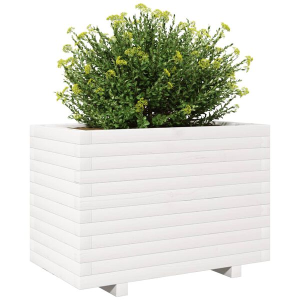 vidaXL Garden Planter White 70x40x49.5 cm Solid Wood Pine