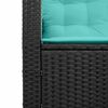 vidaXL Garden Sofa with Cushion 2 pcs Black and Turquoise Poly rattan