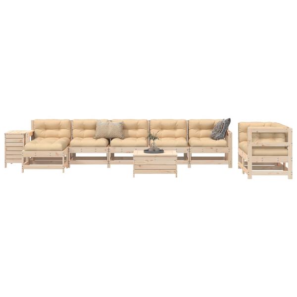vidaXL 10 Piece Garden Sofa Set Solid Wood Pine