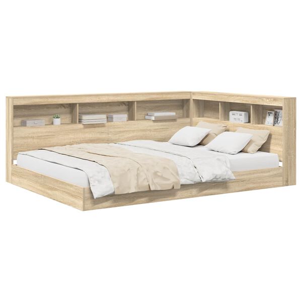 vidaXL Bookcase Bed Sonoma oak 140 x 200 cm Engineered wood