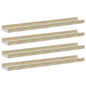 vidaXL Wall Shelves 4 pcs White and Sonoma Oak 60x9x3 cm