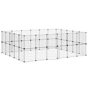 vidaXL 44-Panel Pet Cage with Door Black 35x35 cm Steel
