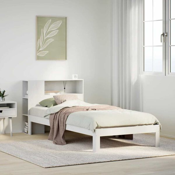 vidaXL Bookcase Bed without Mattress White 75x190 cm Small Single Solid Wood Pine