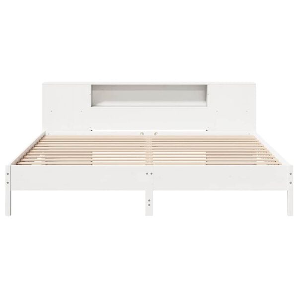 vidaXL Bookcase Bed without Mattress White 200x200 cm Solid Wood Pine