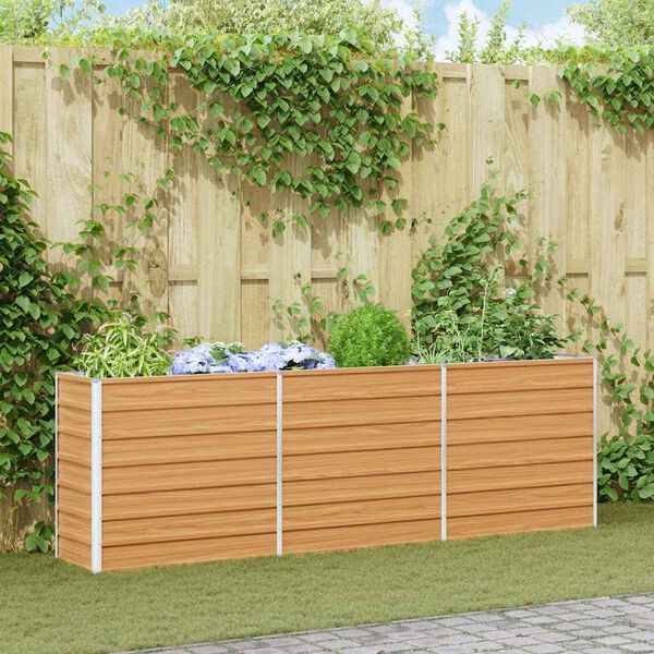 vidaXL Garden Raised Bed 240x40x77 cm Galvanized Steel Silver