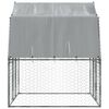 vidaXL Dog Cage with Roof and Door Silver Galvanised Steel