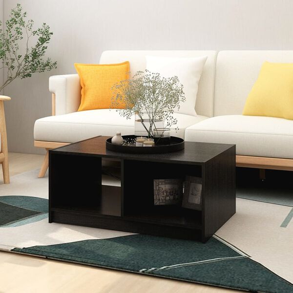 vidaXL Coffee Table Black 75x50x33.5 cm Solid Pinewood