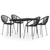 vidaXL 5 Piece Garden Dining Set Black