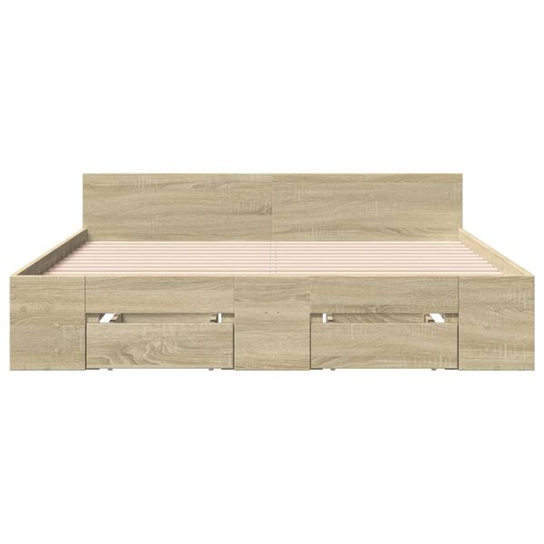 vidaXL Bed Frame with Drawers without Mattress Sonoma Oak 120x190 cm Small Double