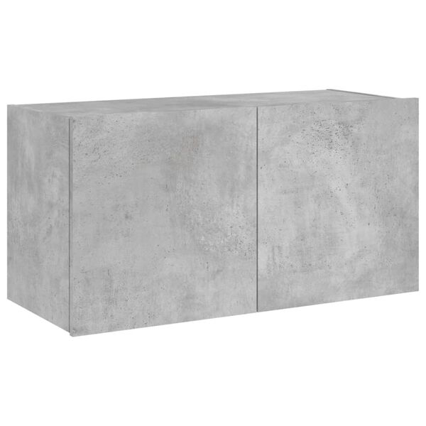 vidaXL TV Wall Cabinet with LED Lights Concrete Grey 80x35x41 cm