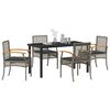 vidaXL Garden Dining Set 5 pcs Grey Poly Rattan