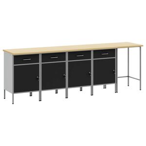 vidaXL Work Cabinet Set with Drawer with Storage 5 pcs Black and Grey