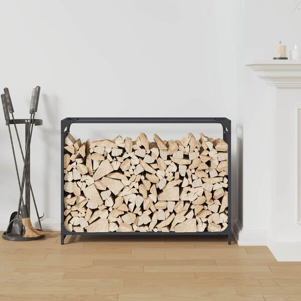 vidaXL Firewood Rack Anthracite 90x28x65 cm Cold-rolled steel