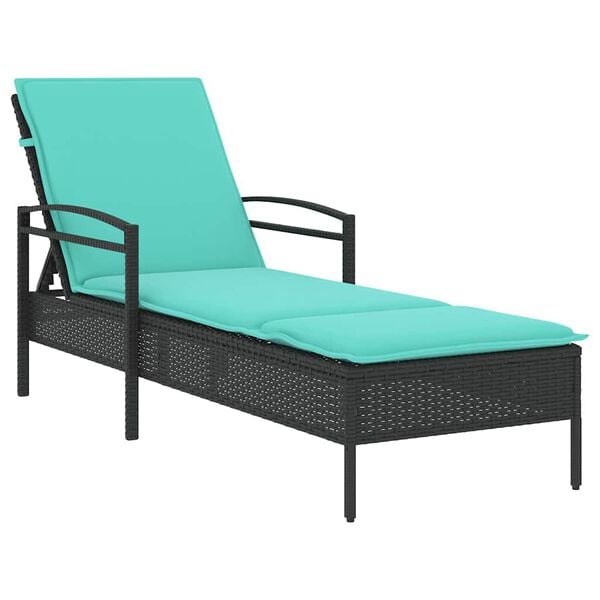 vidaXL Sun Lounger Reclining Black 63 x 200 x 81 cm Poly Rattan