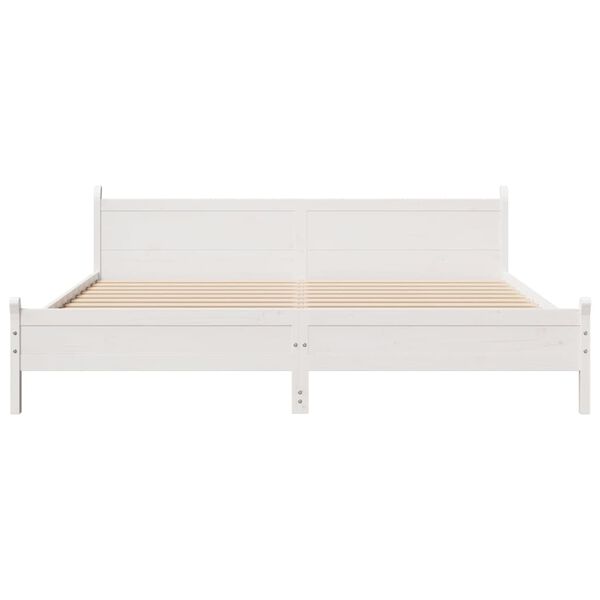 vidaXL Bed Frame without Mattress White 180x200 cm Super King Solid Wood Pine