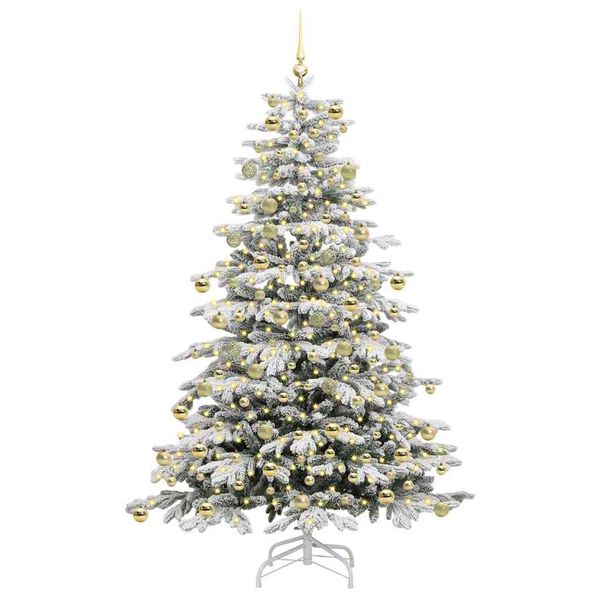 vidaXL Artificial Hinged Christmas Tree White 210 cm PE and PVC