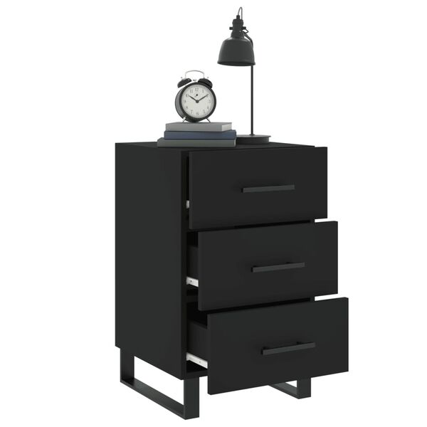 vidaXL Bedside Cabinet Black 40x40x66 cm Engineered Wood