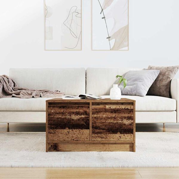 vidaXL Coffee Table with Drawers Old Wood 70.5x70x40 cm