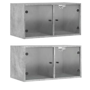 vidaXL Wall Cabinets with Glass Doors 2 pcs Concrete Grey 68.5x37x35 cm