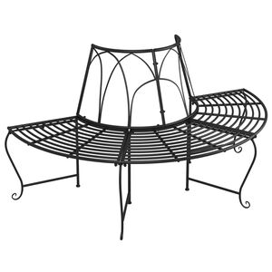 vidaXL Half Round Tree Bench &Oslash;159 cm Black Steel