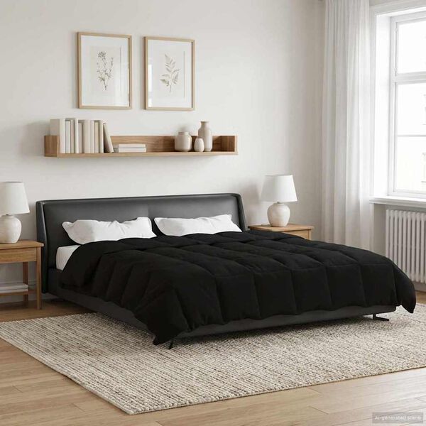 vidaXL Summer Duvet Quilted Black 200 x 200 cm Microfiber