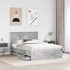 vidaXL Bed Frame with Drawer Concrete Grey 140 x 200 cm Engineer Wood
