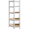 vidaXL 5-Layer Corner Shelf Silver Steel&Engineered Wood