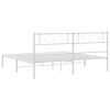 vidaXL Metal Bed Frame without Mattress with Headboard White 180x200cm