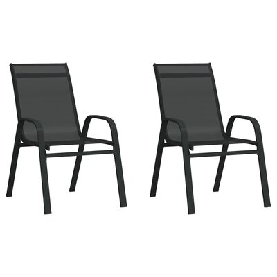 vidaXL Stackable Garden Chairs 2 pcs Black Textilene Fabric