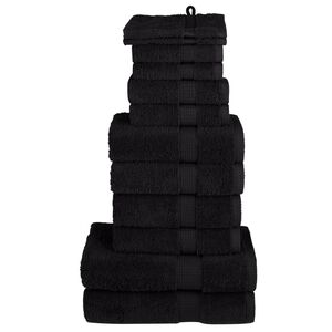 vidaXL 12 Piece Premium Towel Set SOLUND Black 600 gsm