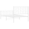 vidaXL Metal Bed Frame without Mattress with Footboard&nbsp;White 100x190cm