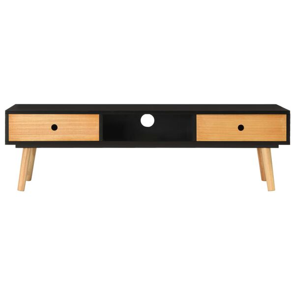 vidaXL TV Cabinet Black 120x35x35 cm Solid Pinewood