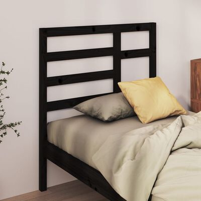 vidaXL Bed Headboard Black 81x4x104 cm Solid Wood Pine