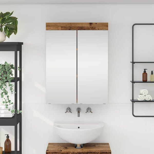 vidaXL Bathroom Mirror Cabinet TULUM Old Wood 60 x 16.5 x 78 cm
