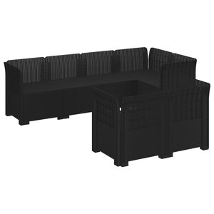 vidaXL 7-Seater Garden Sofa Rattan Look PP Anthracite