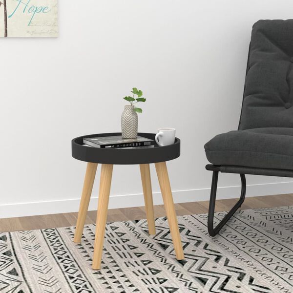 vidaXL Side Table Black 38x38x40 cm Engineered Wood&Solid Wood Pine
