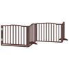 vidaXL Dog Gate with Door Foldable 8 Panels Brown 640 cm Poplar Wood