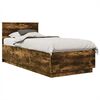 vidaXL Bed Frame with Headboard Smoked Oak 90 x 190 cm Engineered Wood